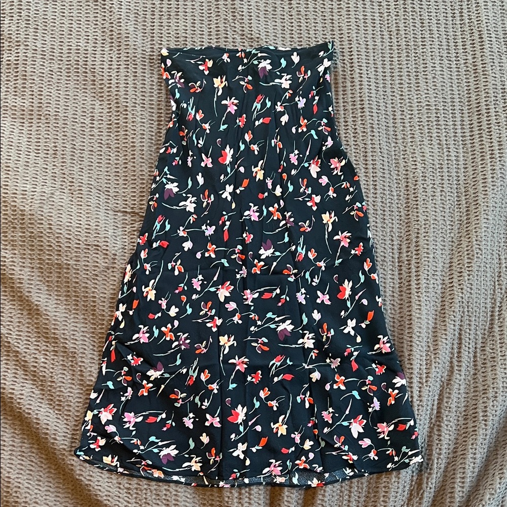 Madewell Black Floral Midi Skirt